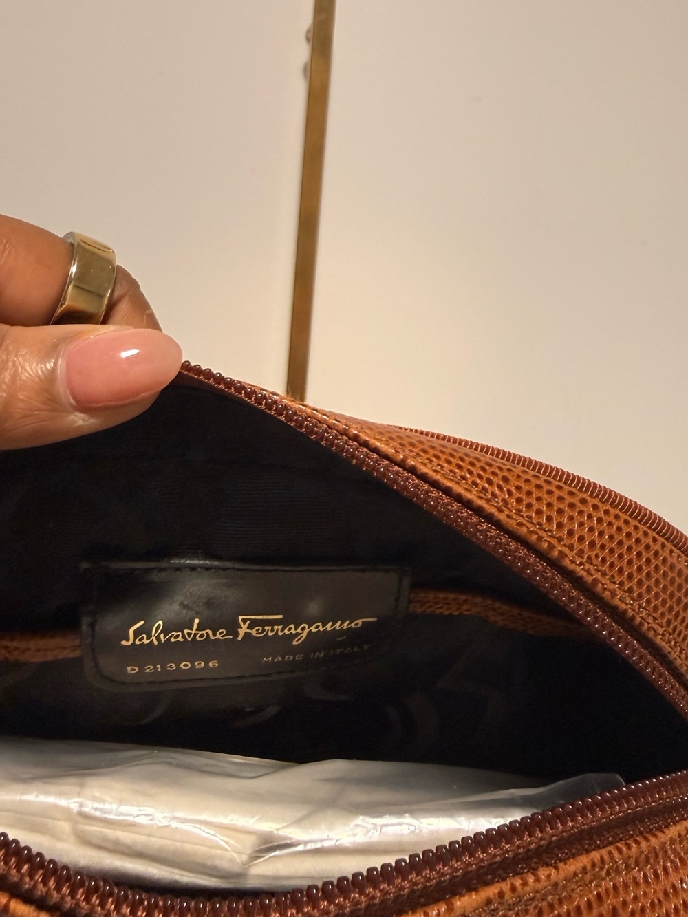 Salvatore Ferragamo Cognac Textured Leather Shoulder Bag(NWOT) - Picture 7 of 7